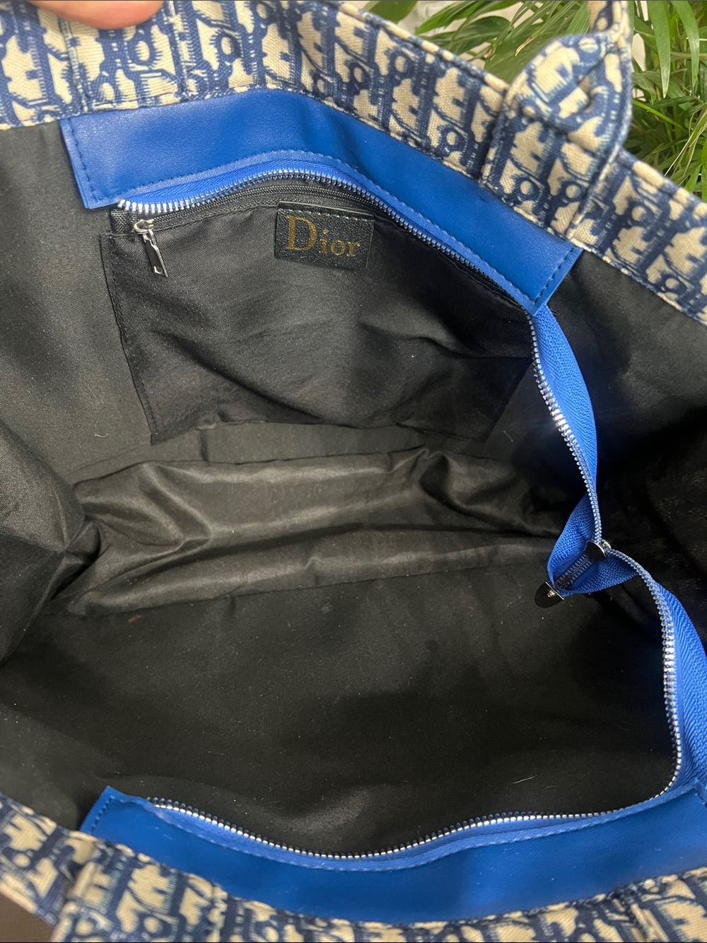 Christian Dior Blue and White Canvas Tote - Picture 7 of 11